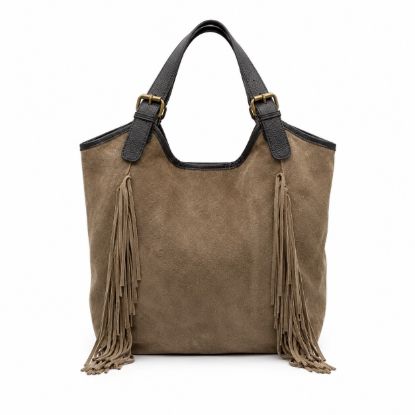 Picture of Suede tote bag with fringes