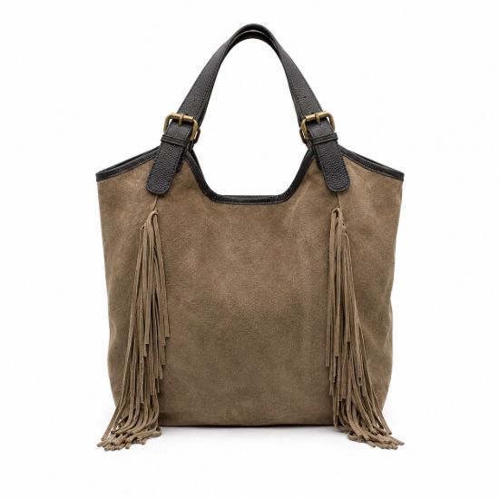 Picture of Suede tote bag with fringes