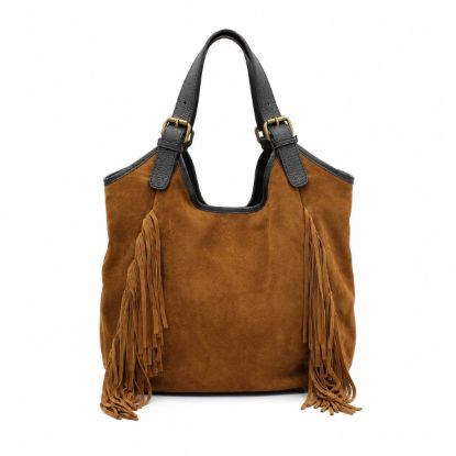 Picture of Suede tote bag with fringes