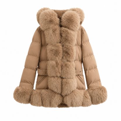 Picture of Hooded puffer jacket with faux fur trim