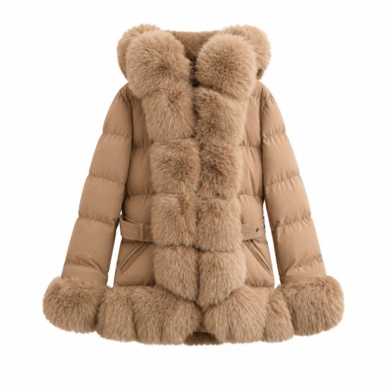 Picture of Hooded puffer jacket with faux fur trim