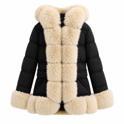 Picture of Hooded puffer jacket with faux fur trim