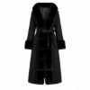 Picture of Long hooded coat with belt and detachable faux fur