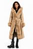 Picture of Long hooded coat with belt and detachable faux fur