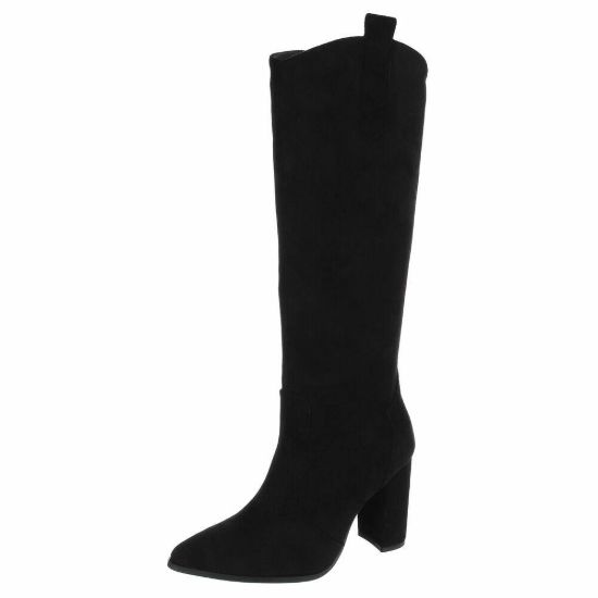 Imagem de Botas de Salto Alto Femininas - Camurça Preta