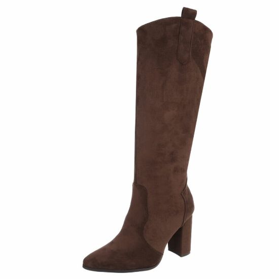 Imagem de Botas de Salto Alto Femininas - Camurça Castanha