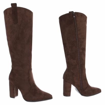 Imagem de Botas de Salto Alto Femininas - Camurça Castanha