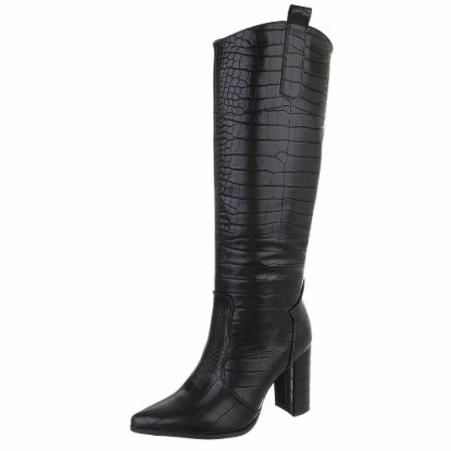 Imagem de Botas de Salto Alto Femininas - Preto Croco