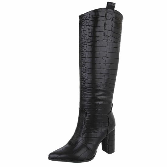 Imagem de Botas de Salto Alto Femininas - Preto Croco