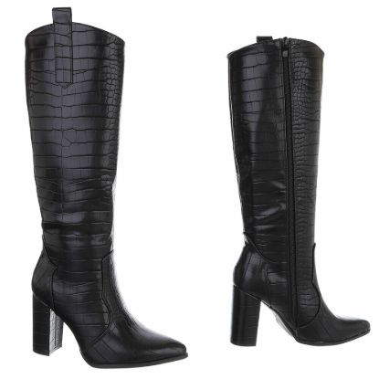 Imagem de Botas de Salto Alto Femininas - Preto Croco