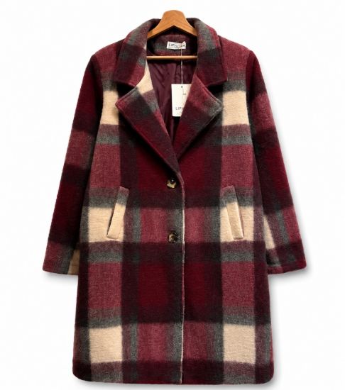 Picture of Mid-length casual checked coat jacket