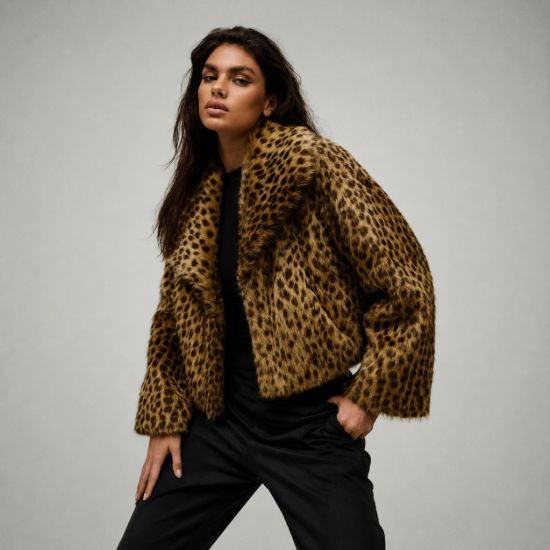 Picture of Short leopard fur jacket